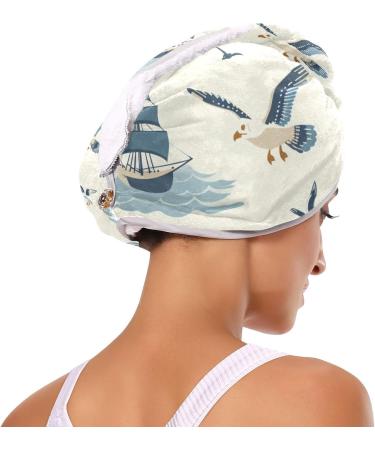 Seagull Boat Hair Towel 2 Pack - Super Absorbent Quick Dry Hair Turbans for Women & Girls | Ideal Hair Drying Solution - Buy Online on GoSupps.com