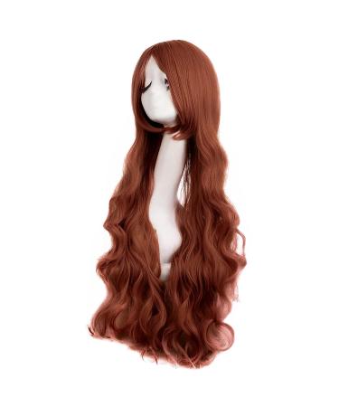 MapofBeauty 32 Fashion Long Curly Ginger Orange Anime Wig with Side Bangs - Perfect Cosplay Accessory - Buy Online on GoSupps.com