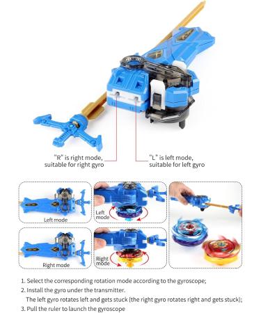 Netoke Gyro Burst Kreisel Set - 4D Metal Fusion Battling B-200 Saint Launcher LR Gift Set - Model B-163 Blue - International Shipping Available - Buy Online on GoSupps.com