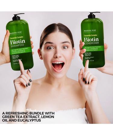 Majestic Pure Biotin Shampoo & Conditioner Set - Hair Growth, Thickening, and Repair - Sulfate-Free - 16 fl oz Each - For Men & Women - Buy Online on GoSupps.com