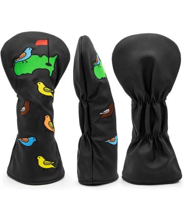 Montela Colorful Birdie Golf Club Head Covers - Driver, Fairway Wood, Hybrid Headcovers - Leather Putter Covers - Black - Buy Online on GoSupps.com