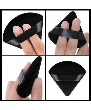 Velour Triangle Powder Puff Set with Mini Finger Makeup Sponges - 4 Pieces for Mineral Powder and Body Foundation - Buy Online on GoSupps.com