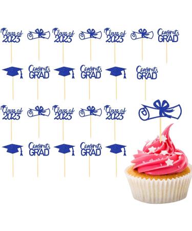 Vigcebit Graduation Cupcake Toppers 2023 | Graduation Cupcake Toppers | Class of 2023 Graduation Cupcake Toppers Diploma Grad Caps Cake Toppers Picks for Graduation Blue - Buy Online on GoSupps.com