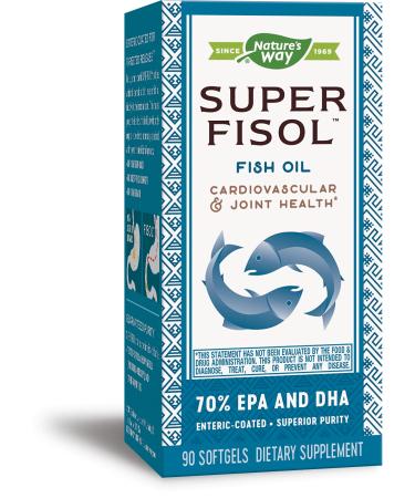 Nature's Way Super Fisol 70% EPA & DHA Enteric-Coated Fish Oil, No Fishy Burp-Back, 90 Count