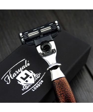 Haryali London 3 Blade Safety Razor | Hand Assembled Maroon Antique Handle for Men Perfect for Beard & Mustache Grooming - Buy Online on GoSupps.com