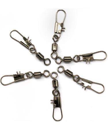 100pcs Barrel Snap Swivels Fishing Rolling Swivel with Safety Snap Copper Stainless Steel Line Connector - Saltwater & Freshwater | 8 - Buy Online on GoSupps.com