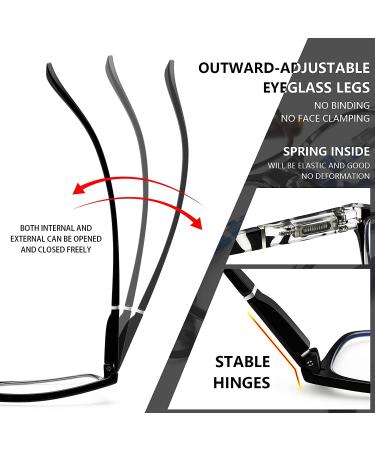 5 Pack Black 1.25x Blue Light Blocking Reading Glasses for Men and Women - Anti Eyestrain & Glare Computer Readers - Buy Online on GoSupps.com