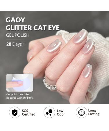 GAOY Glassy Cat Eye Gel Nail Polish - 16ml Holographic Reflective UV Gel in Silvery Moonlight - Glitter & Magnet Effects - Buy Online on GoSupps.com