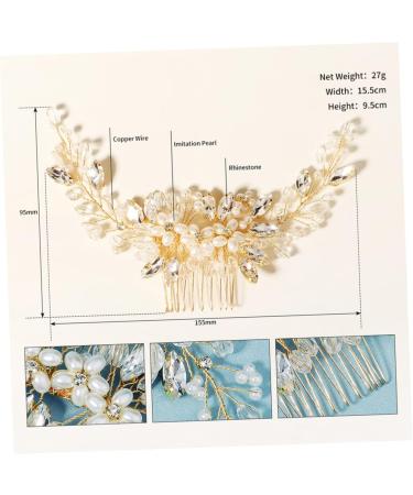 Didiseaon 1pc Pearl Comb Pearl Wedding Comb Gold Hair Ties Bride Hair Comb Bridal Headpiece Crystal Hair Clips Sparking Handmade Comb Barrette Gold Tiara Women's Manual Accessories - Buy Online on GoSupps.com