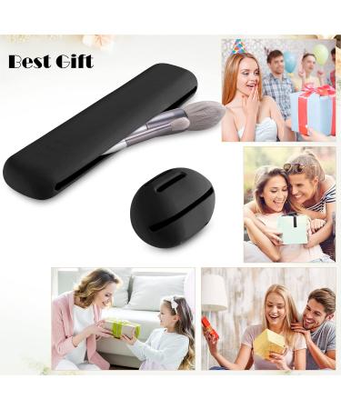 Qetlavee Portable Cosmetic Bag Set - Makeup Brush Organizer & Silicone Sponge Holder for Travel - Black - Buy Online on GoSupps.com