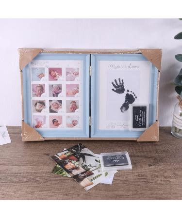 Mikytoper Baby Hand and Footprint Kit - Anniversary Growth Record Baby Gift with Reusable Ink Cartridge Photo Frame - Foldable Blue - Buy Online on GoSupps.com