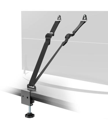 TV Safety Straps Furniture and TV Wall Anchors and Punch-Free Clamp Straps for Baby Proofing, VESA Mounting, Metal Connectors, Black