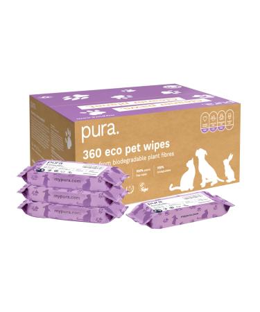 Pura ko XXL wet wipes for dogs cats & rabbits 100% plastic -free 100% biodegradable hypoallergenic care cloths for paws fur & back pages 360 towels (4x 90 towels) 360 pieces
