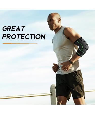 Elbow Brace for Tendonitis & Tennis Elbow - Compression Sleeve with Adjustable Strap for Men & Women | Support for Weightlifting & Workouts - Green Medium (1 Pair - Buy Online on GoSupps.com