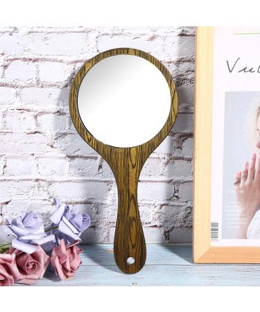 Handheld Mirror with Wood Handle Hand Held Makeup Mirror Hand Mirror for Barbers Hairdressers Personal Salon(green 12)