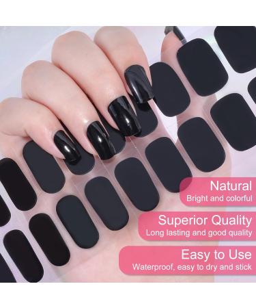 CBOIC 22 Pieces Halved Gel Nail Films - Self-Adhesive Nail Polish Stickers for Women & Girls | UV Hardening Black Nail Foil Decoration - Buy Online on GoSupps.com