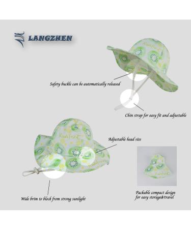 LANGZHEN Baby Girls Beach Sun Protection Hat | Adjustable Toddler Kids Wide Brim Play Hat | Chin Strap | Kiwi 6-12 Months - Buy Online on GoSupps.com