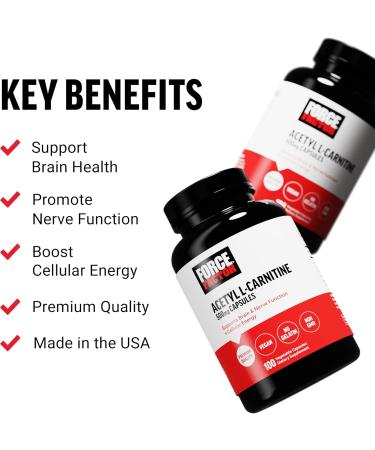 Force Factor Acetyl L-Carnitine - Premium Brain & Nerve Support Supplement | 500mg Vegan Non-GMO 100 Capsules - Buy Online on GoSupps.com