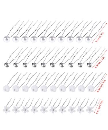 Buy 40 Wedding Hairpins - Pearl & Rhinestone Flower Bridal Hair Jewelry - U-Shaped Crystal Hair Accessories for Women & Girls - Buy Online on GoSupps.com