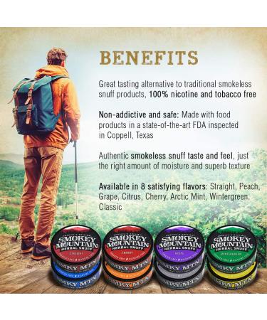 Smokey Mountain Herbal Wintergreen Long Cut Snuff - Tobacco and Nicotine Free (5 Can Box) - Buy Online on GoSupps.com