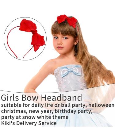 Red Lace Bow Headband for Girls Kids - Big Ribbon Hair Hoop for Christmas Party - Buy Online on GoSupps.com