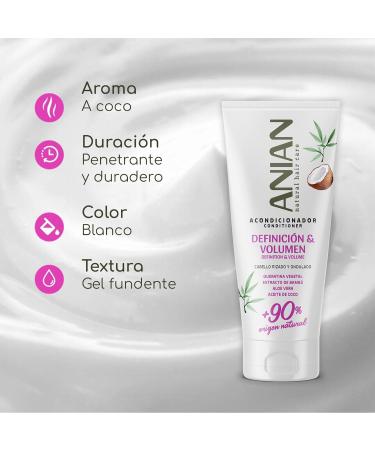 ANIAN - Definition and Volume Conditioner 250 ml for curly and wavy hair facilitates styling and prevents pulling controls frizz with keratin coconut oil and aloe - Buy Online on GoSupps.com