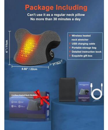 Wireless Heated Neck Stretcher for Pain Relief Portable Cordless Neck Shoulder Cervical Traction Device with Graphene Heating Pad Magnetic Therapy Relaxer Black - Buy Online on GoSupps.com