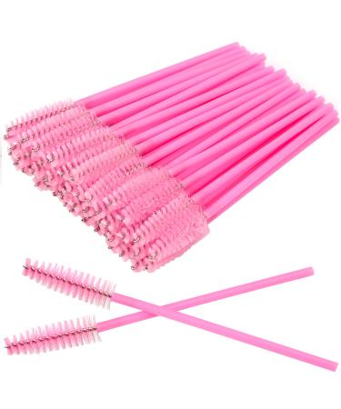 50 PCS Disposable Eyelash Brushes Mascara Wands Eye Lash Eyebrow Extensions Brush Applicator Cosmetic Makeup Brush Tool for Eyebrows and Fake Eyelashes (Pink)