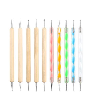 QWORK Dotting Pen Nail Art Dotting Tools Dotting Tools Set Nail Design Marbleizing Tool Pen for nail art embossed pattern 10 pieces - Buy Online on GoSupps.com