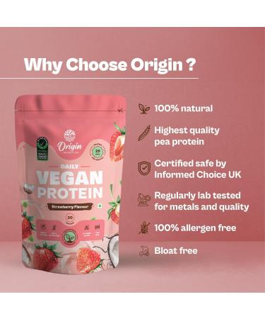 Ori Gin 100% Natural Vegan Protein Powder - 25g Plant-Based Protein Easy to Digest Strawberry Flavor European Pea & Pumpkin Seed 830g - International Shipping Available - Buy Online on GoSupps.com