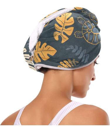Super Absorbent Turtle and Leaf Hair Towel 2 Pack - Quick Dry Hair Turbans with Button Twist for Women & Girls | International Shipping Available - Buy Online on GoSupps.com