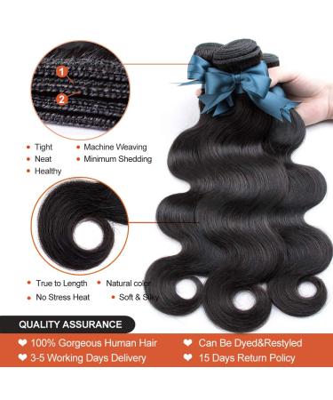 LUXEDIVA Brazilian Body Wave Virgin Hair 4 Bundle Deal - 24 24 26 26 Inch, Natural Black, 100% Unprocessed Human Hair, 10A Grade - Buy Online on GoSupps.com