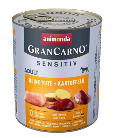 Animonda grancarno dog food adult sensitive wet food for adult dogs pure turkey + potatoes 6 x 800 g pure turkey + potatoes 800 g (6 Pack)