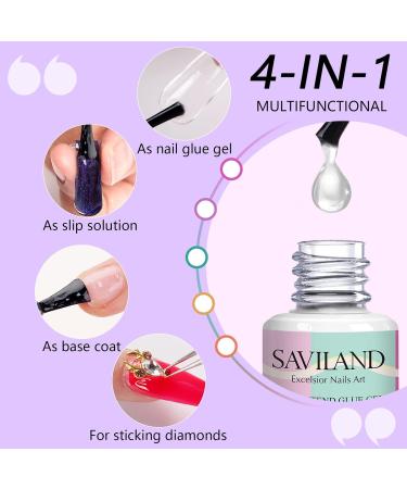 SAVILAND 4-in-1 Gel X Nail Glue - 2 PCS 15 ML Super Strong Brush On Nail Glue for Acrylic & False Nails UV & LED Lamp Required - Perfect for Lasting Manicures - Buy Online on GoSupps.com