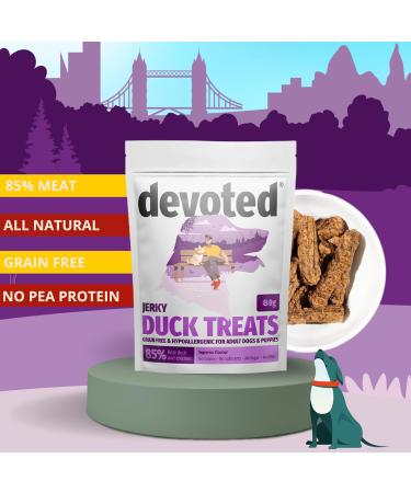 Devoted Dog Treats - Duck & Chicken Jerky (80g x 1 Pack) High Protein Training Reward Treats 85% Duck & Chicken 80 g (Pack of 1) - Buy Online on GoSupps.com