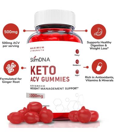 Slim DNA Keto ACV Gummies - Vegan Formula with Apple Cider Vinegar and Vitamin B12 - 60 Count - Buy Online on GoSupps.com
