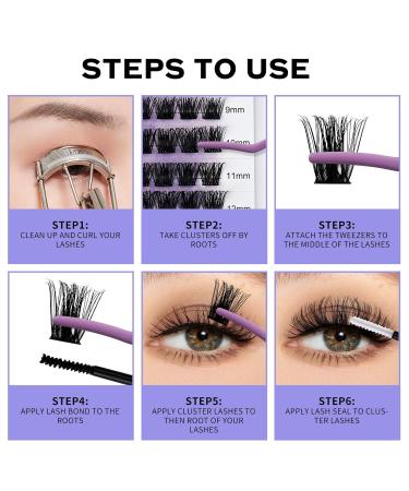 Cluster Lash Extensions Set - DIY C3-D Curl Lash Kit (8-16mm) | Premium Bond & Seal for Stunning Volume - Buy Online on GoSupps.com