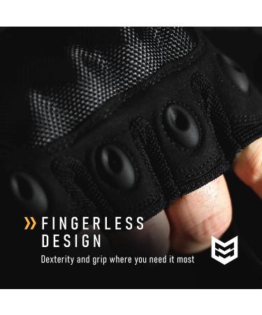 Mission Made Hellfox Tactical Fingerless Gloves for Men - Medium, Pitch Black - Buy Online on GoSupps.com