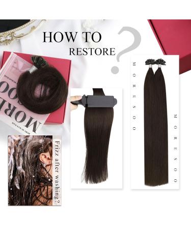 Moresoo Brown Pre-Bonded Keratin Hair Extensions | Real Remy U-Tip Extensions 50g 55cm #2 - Buy Online on GoSupps.com