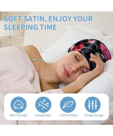 Satin Silk Bonnet with Tie Band for Sleeping - Night Cap for Women, Protects Curly & Long Hair - Buy Online on GoSupps.com