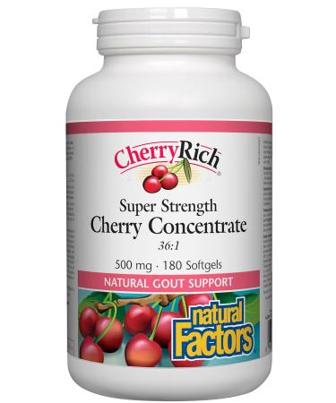 CherryRich by Natural Factors Super Strength Cherry Concentrate Antioxidant Support for Healthy Joints and Uric Acid Metabolism 180 softgels (180 servings)