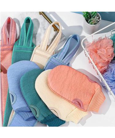 Hoshen Double-Sided Bathing Tool Set - 3-Piece Bath Ball, Back Strip, Glove, and Flower in Pink - Buy Online on GoSupps.com