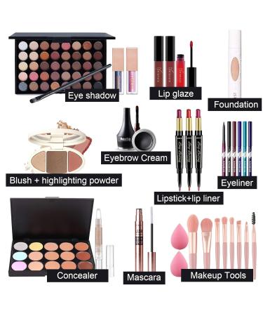 FantasyDay Multifunctional Makeup Gift Set | Complete Cosmetics Kit for Face Eyes & Lips - Eyeshadow Palette Lipstick Rouge Mascara & Brush | Perfect Makeup Pallet Case NF005 - Buy Online on GoSupps.com