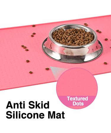 Juqiboom Pet Food Mat - Anti-Mess Non-Slip Silicone Cat Feeding Placemat 19x12 - Pink - Buy Online on GoSupps.com