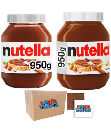 Nutella Hazelnut Spread with Cocoa - 2x950g Jars - Great Flavour Perfect for Recipes - Suitable for Vegetarians - Bulk Hazelnut Chocolate Spread Boxed Treatz