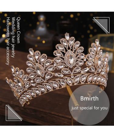 Baroque Gold Crystal Pearl Wedding Crown Tiara for Women and Girls - Elegant Rhinestone Hair Accessories - Buy Online on GoSupps.com