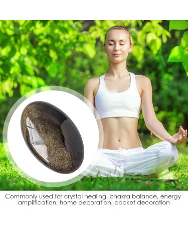 Obsidian Crystal | Meditation Reiki Energy Stone - Natural Tumbled Polished Crystals Stones Tiger Eye Oval Palm Pocket Stones Meditation Reiki Energy Stone - Buy Online on GoSupps.com