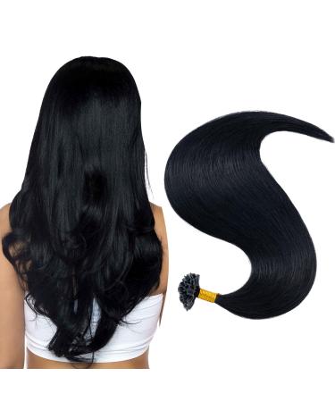 UK fashion shop Extensions Real Hair Bondings 55cm U Tip Human Hair Remy Real Hair Extension Bondings 1g/50S-Black #1 55 cm Black #1