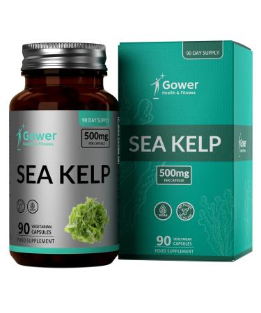 GH Sea Kelp Capsules | 90 Vegan Iodine Supplements - 500mg per Kelp Capsule | Seaweed Supplements | Non-GMO Gluten Dairy & Allergen Free | Manufactured in The UK & ISO Certified
