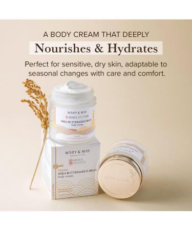 Mary&May SEOUL EDITION Shea Butter & Rice Bran Body Cream - Korean Vegan Boby Moisturizer for Dry and Sensitive Skin with Ceramide - Fragrance Free Body Butter 8.45oz. - Buy Online on GoSupps.com